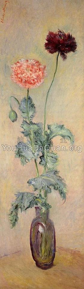 Red and Pink Poppies - 克劳德·莫奈